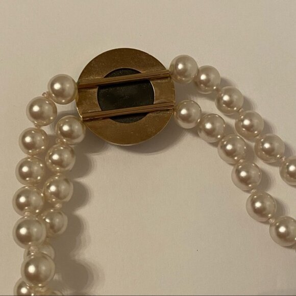 NECKLACE DOUBLE STRAND BEADS WHITE GLASS PEARLS GRAY HEMATITE KNOTTED 30” - Picture 11 of 11